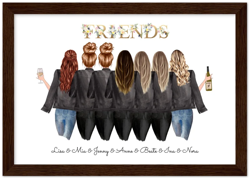 7 Beste Freundinnen Poster personalisiertes Geburtstagsgeschenk - Freundin Bild Geschenk Geburtstag
