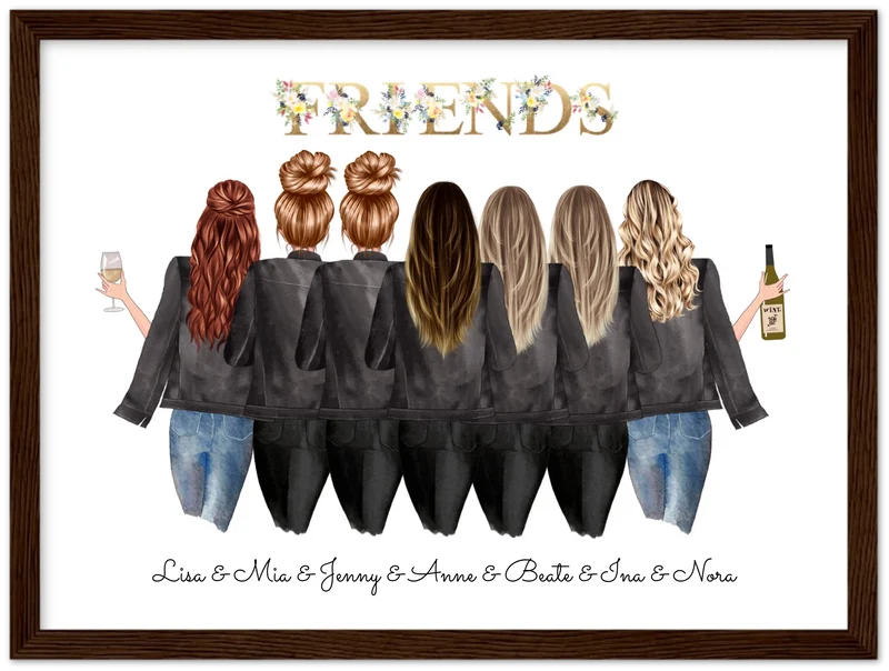 7 Beste Freundinnen Poster personalisiertes Geburtstagsgeschenk - Freundin Bild Geschenk Geburtstag