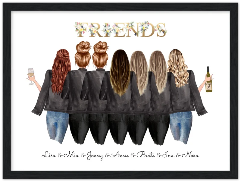 7 Beste Freundinnen Poster personalisiertes Geburtstagsgeschenk - Freundin Bild Geschenk Geburtstag