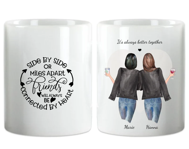 Personalisiertes Beste Freundin Tasse - 2 Freundinnen Geburtstagsgeschenk, Weihnachtsgeschenk