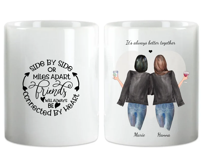 Personalisiertes Beste Freundin Tasse - 2 Freundinnen Geburtstagsgeschenk, Weihnachtsgeschenk