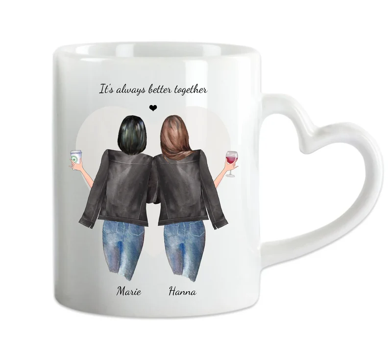 Personalisiertes Beste Freundin Tasse - 2 Freundinnen Geburtstagsgeschenk, Weihnachtsgeschenk