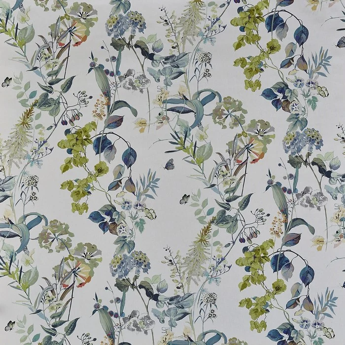 Baumwollstoff Frühlingsblumen - blau