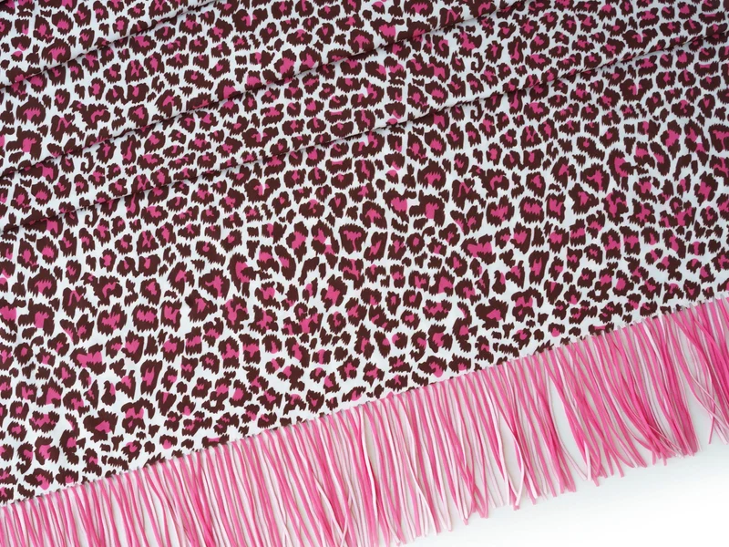 Reststück 115cm - Hamburger Liebe Fringe Me Leo Pink mit Fransenborte