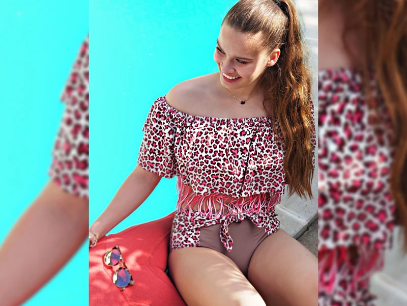 Reststück 115cm - Hamburger Liebe Fringe Me Leo Pink mit Fransenborte