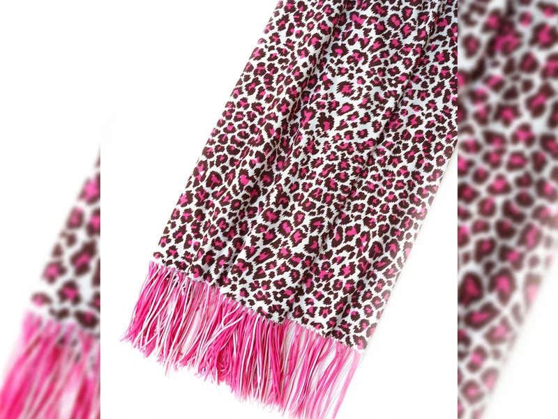 Reststück 115cm - Hamburger Liebe Fringe Me Leo Pink mit Fransenborte