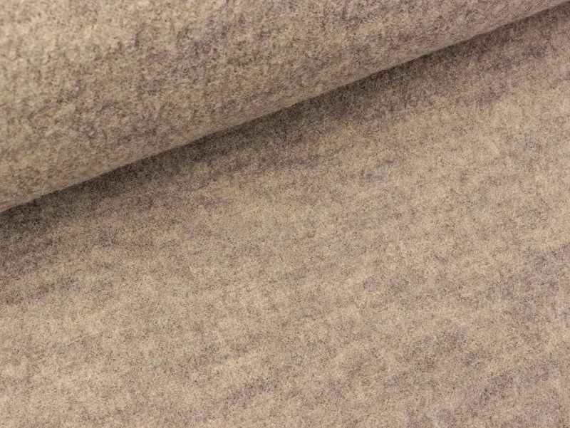 Reststück 6cm - Gekochte Wolle Naomi beige meliert Wollwalk
