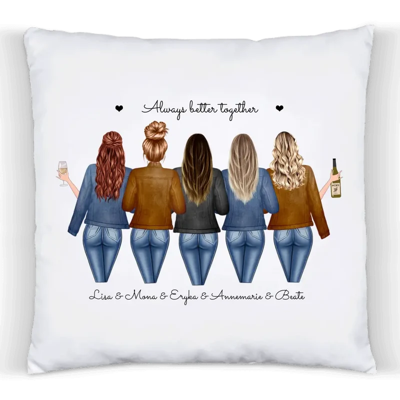 Geschenk Beste Freundin personalisiert | Kissen mit 5 Freundinnen