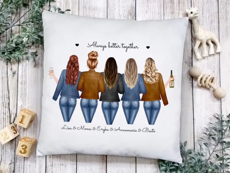 Geschenk Beste Freundin personalisiert | Kissen mit 5 Freundinnen