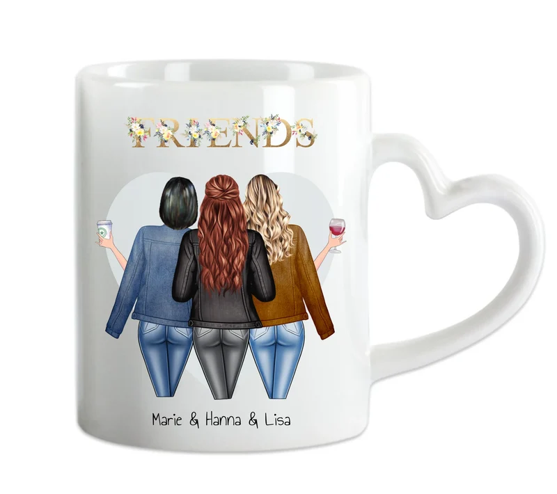 3 Beste Freundinnen Geschenk Tasse, Personalisierte Tasse Freundin, Geschenk Schwester, Geburtstagsgeschenk