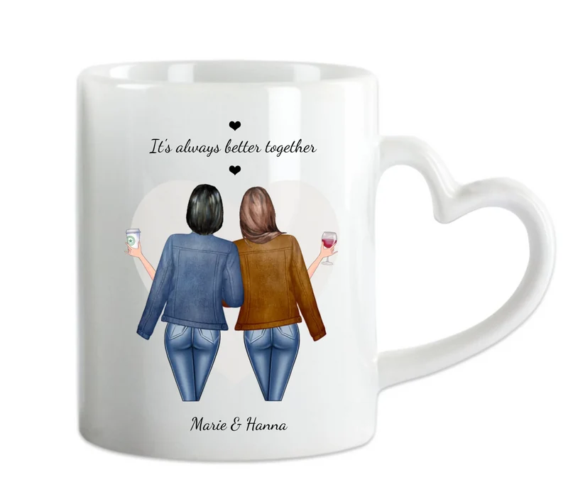 Beste Freundin Tasse mit 2 Freundinnen - für Schwester,Mama, Cousine, Kollegin