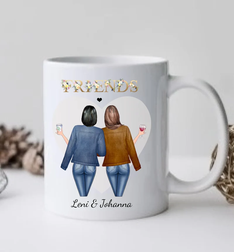 Geschenk 2 Beste Freundinnen Tasse personalisiert - Beste Freundin Geschenk