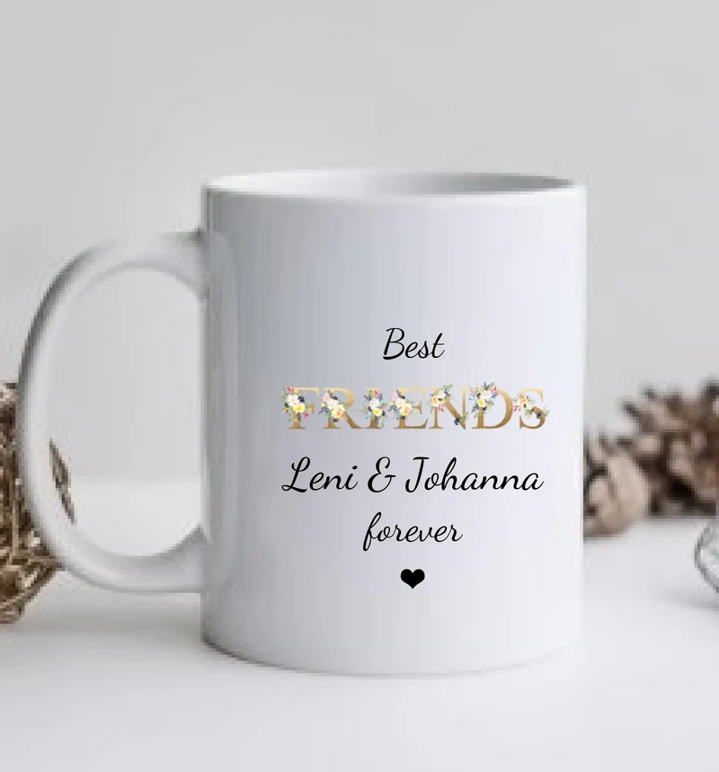 Geschenk 2 Beste Freundinnen Tasse personalisiert - Beste Freundin Geschenk