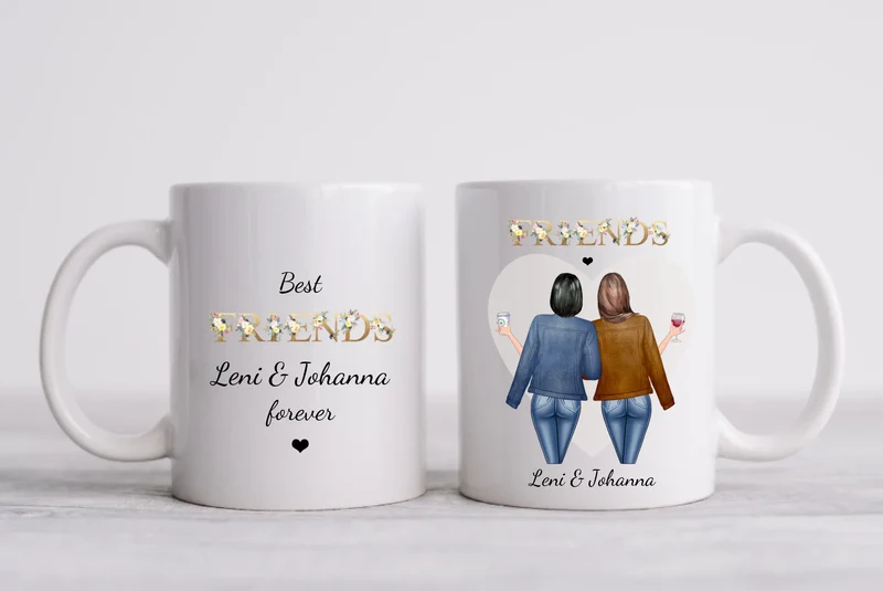 Geschenk 2 Beste Freundinnen Tasse personalisiert - Beste Freundin Geschenk