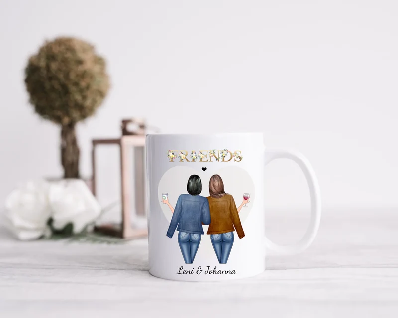 Geschenk 2 Beste Freundinnen Tasse personalisiert - Beste Freundin Geschenk