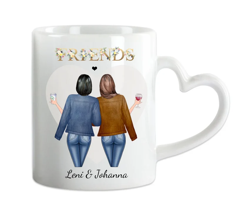 Geschenk 2 Beste Freundinnen Tasse personalisiert - Beste Freundin Geschenk