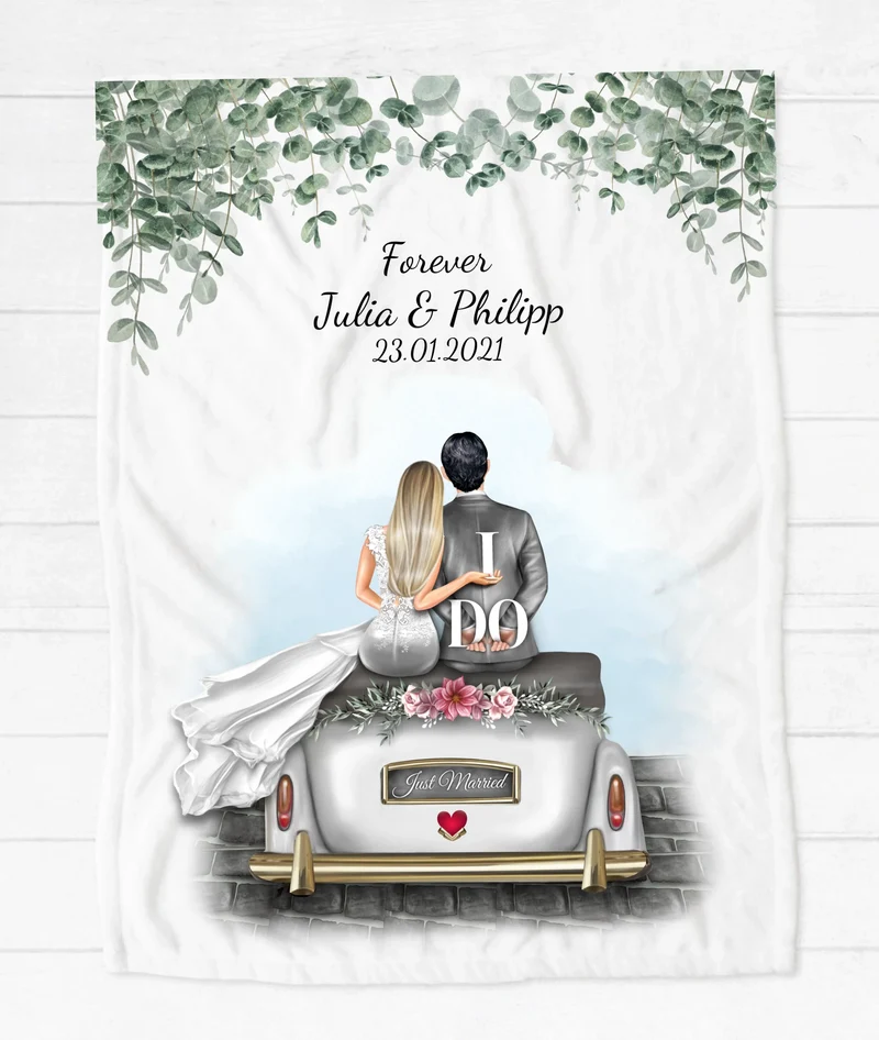 Kuschelige Fleece Premium Decke als Hochzeitsgeschenk - personalisiertes Geschenk zur Hochzeit - Kuscheldecke