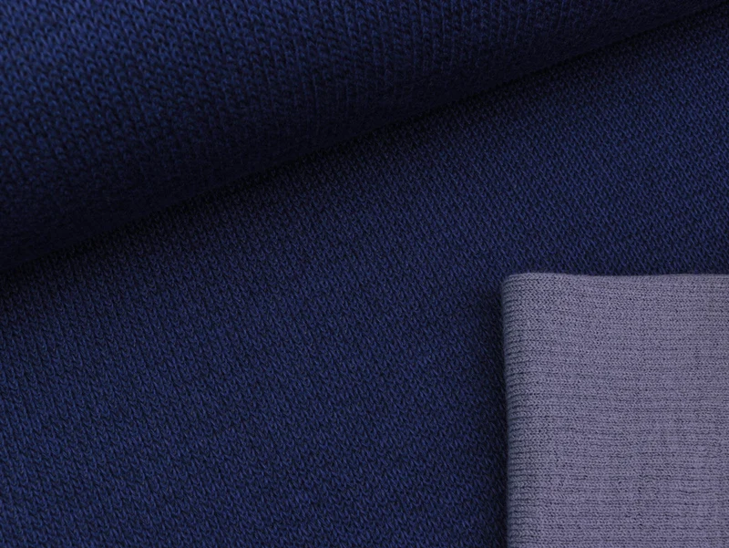 Reststück 40cm - Doubleface Strickstoff Steffen dunkelblau meliert-rauchblau