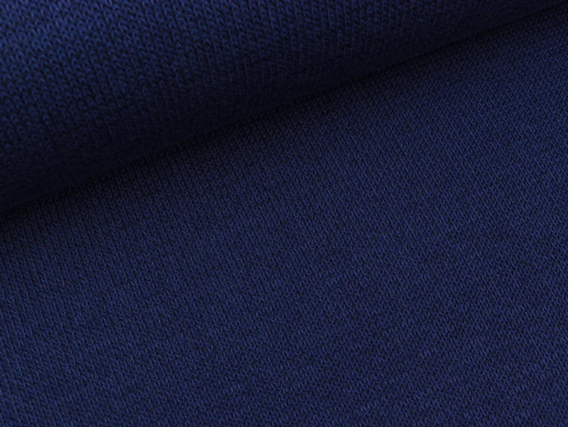 Reststück 40cm - Doubleface Strickstoff Steffen dunkelblau meliert-rauchblau