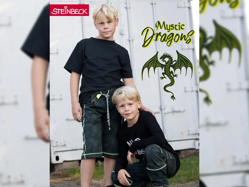 Reststück 72cm - Steinbeck French Terry Mystic Dragons Pixel grün auf Schwarz