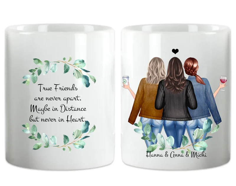 3 Beste Freundinnen Tasse, Personalisierte Tasse, Geschenk Familie, Schwester, Kollegin, Tassendruck