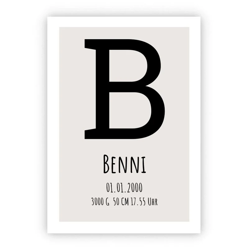 Monogramm Poster - Personalisiertes Geburtsposter - Name Datum -Minimalistisch individuell Geschenk Namensposter
