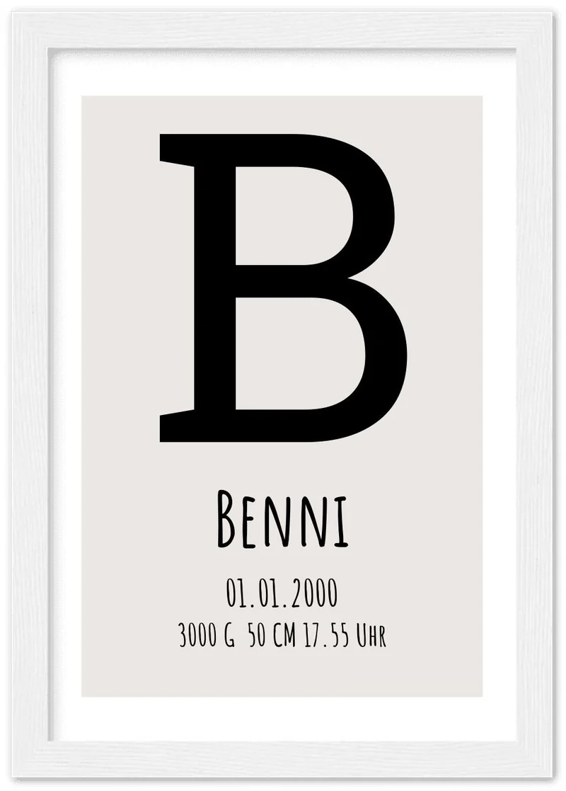 Monogramm Poster - Personalisiertes Geburtsposter - Name Datum -Minimalistisch individuell Geschenk Namensposter