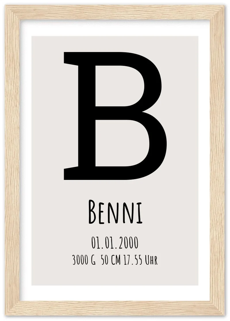 Monogramm Poster - Personalisiertes Geburtsposter - Name Datum -Minimalistisch individuell Geschenk Namensposter