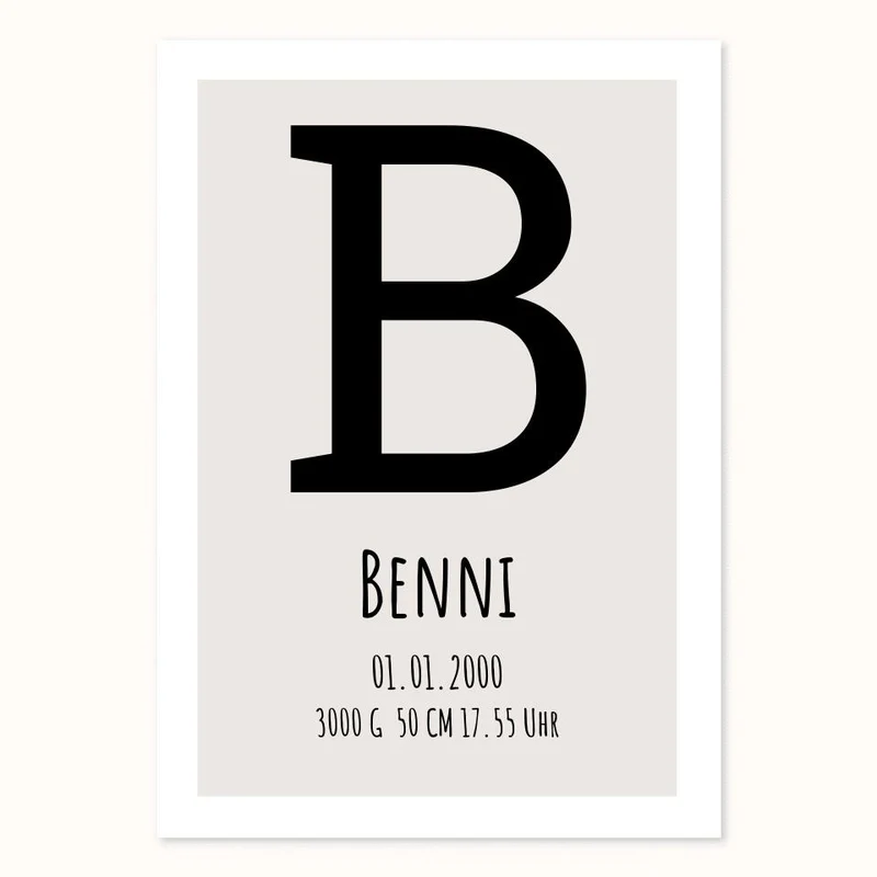 Monogramm Poster - Personalisiertes Geburtsposter - Name Datum -Minimalistisch individuell Geschenk Namensposter
