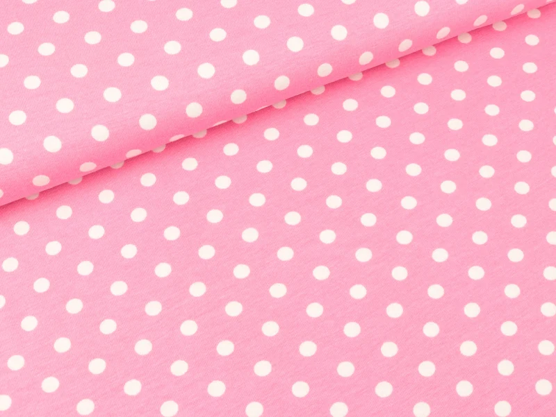 Reststück 67cm - Stenzo Baumwolljersey rosa mit weißen Punkten