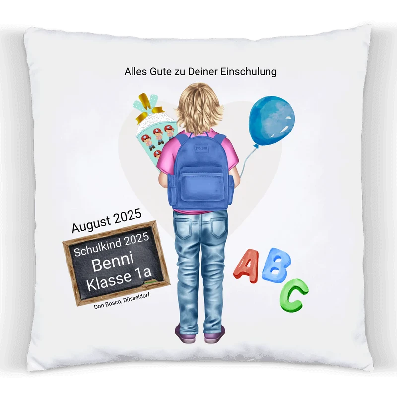 Schulkind 2025 - Einsschulungsgeschenk personalisiertes Kissen Junge