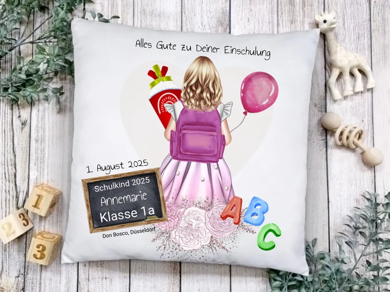 Geschenk zur Einschulung - Erster Schultag 2026 Kissen