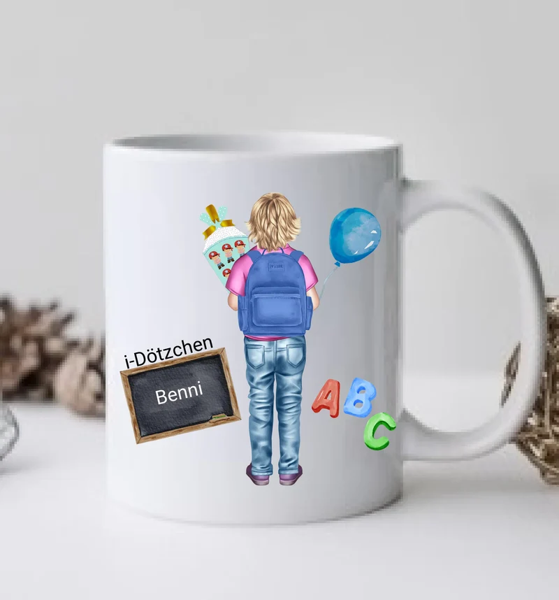 Personalisierte Tassen - Schulkind Kindertasse -Personalisiertes Geschenk zur Einschulung Tasse für Jungen - Einschulungsgeschenk