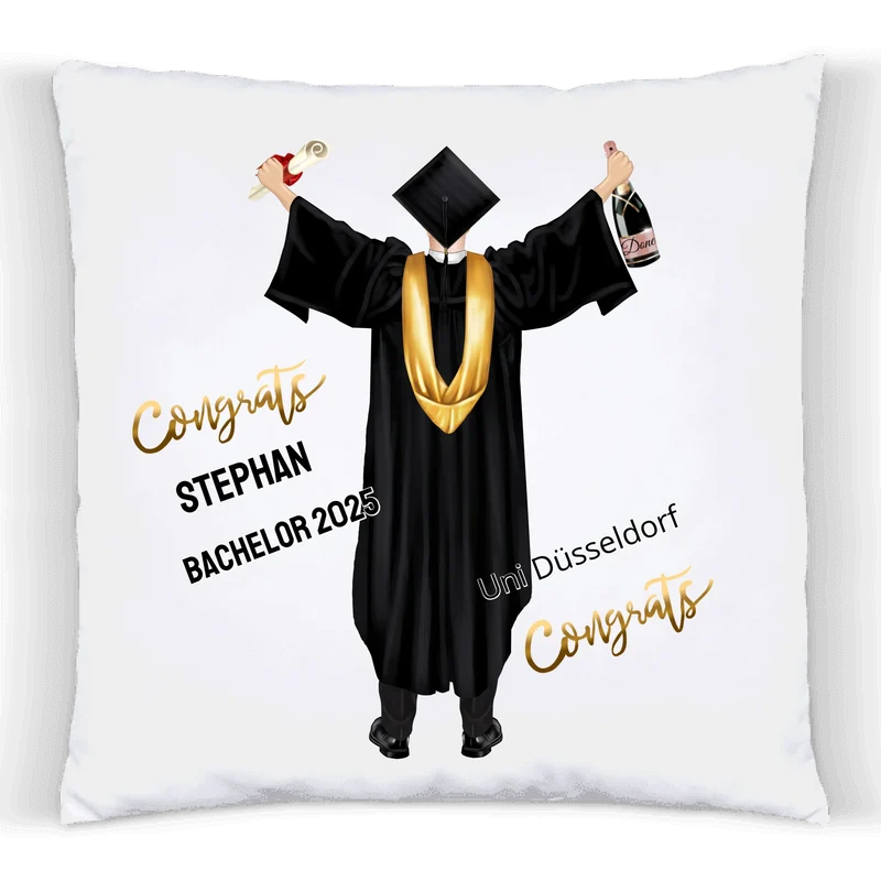 Personalisiertes Kissen Geschenk Studienabschluss, Schulabschluss zum Doktor, Master, Bachelor & Abitur.