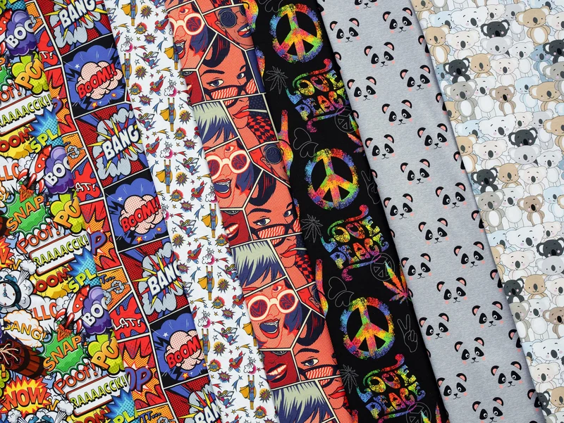 Reststück 80cm - French Terry Petra Pop Art Faces bunt
