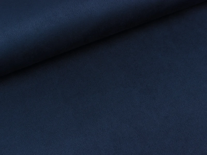 Reststück 65cm - Stretch Suede Velourleder Imitat Chloe dunkelblau uni