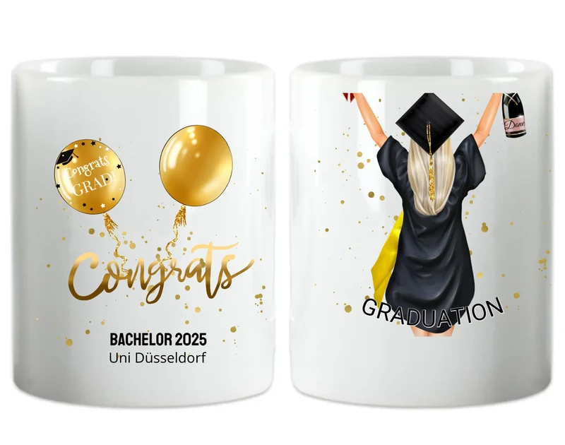 Personalisierte Tasse Schulabschluß, Geschenk Bachelor, Geschenk Master, Geschenk Doktor, Promotion Geschenk Tasse, Abitur, Abi, Ausbildung