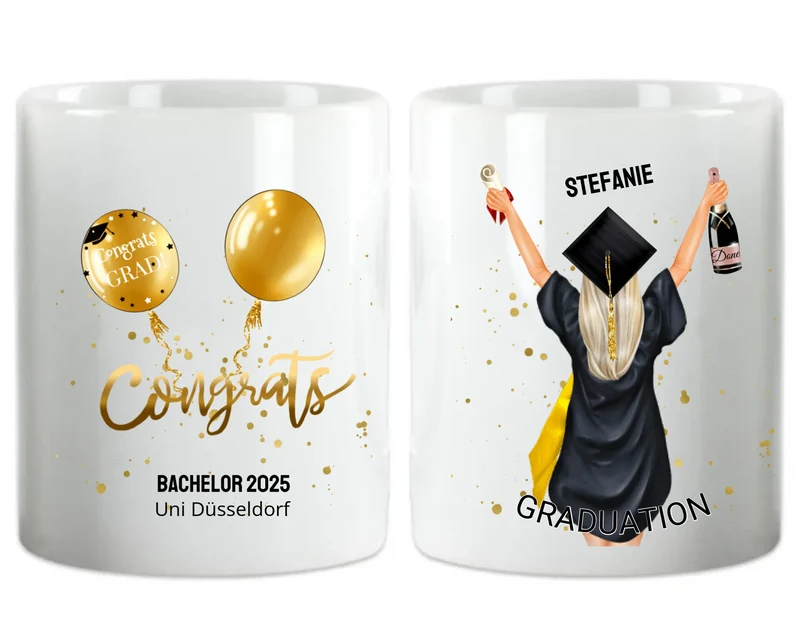 Personalisierte Tasse Schulabschluß, Geschenk Bachelor, Geschenk Master, Geschenk Doktor, Promotion Geschenk Tasse, Abitur, Abi, Ausbildung