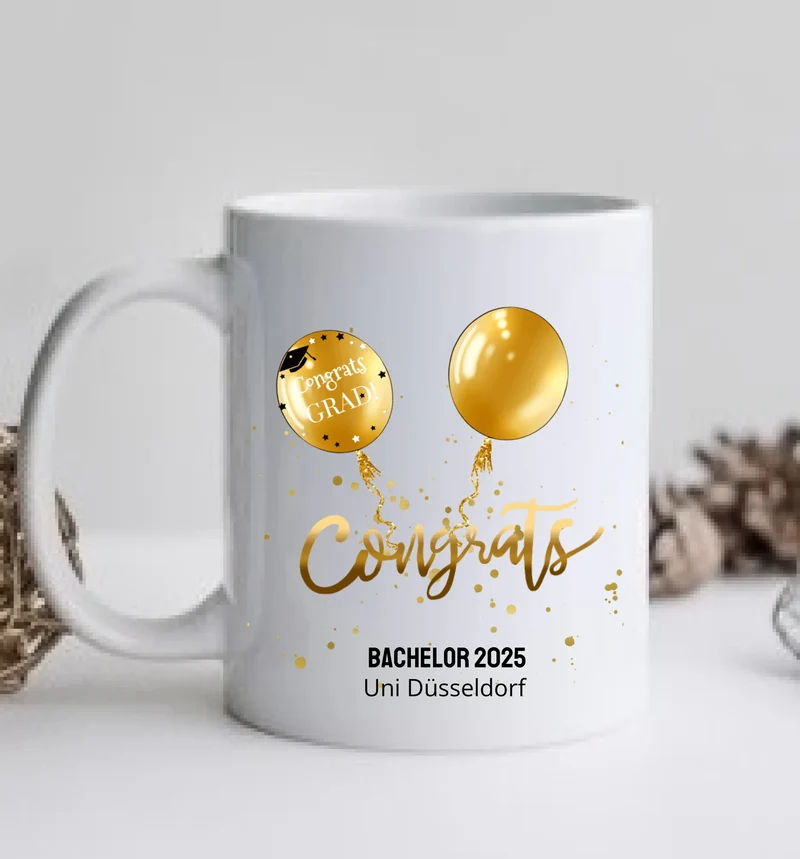 Personalisierte Tasse Schulabschluß, Geschenk Bachelor, Geschenk Master, Geschenk Doktor, Promotion Geschenk Tasse, Abitur, Abi, Ausbildung