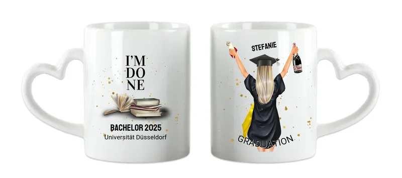 Personalisierte Tasse Schulabschluß, Geschenk Bachelor, Geschenk Master, Geschenk Doktor, Promotion Geschenk Tasse, Abitur, Abi, Berufsausbildung