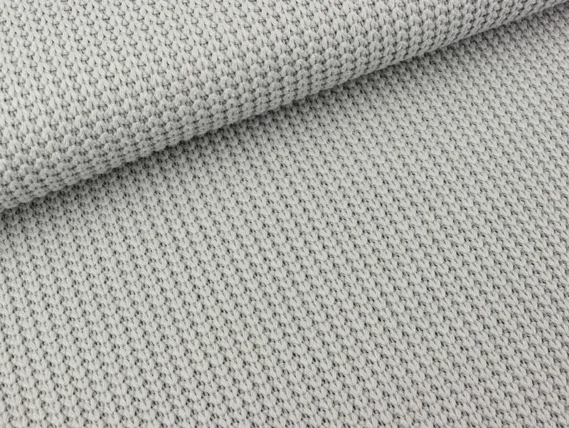 Reststück 66cm - Strickstoff Cable Grobstrick gerippt hellgrau uni