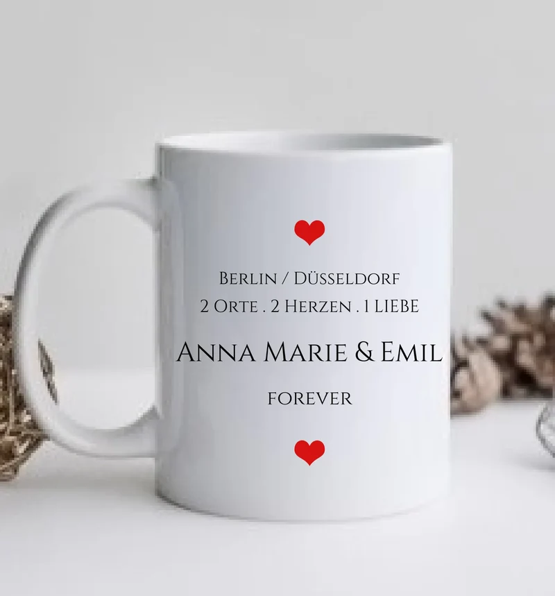 Personalisierte Tasse, wo alles begann, Kennenlernorte, Partner Geschenk Freund - Lebenspartner - Freundin - Valentin - Hochzeitstag