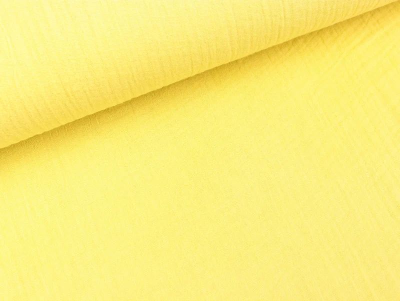 Reststück 42cm - Baumwoll Musselin Double Gauze Bambino soft yellow uni