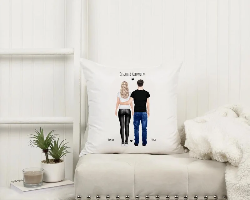 Gesucht & Gefunden - Personalisiertes Geschenk Kissen für den Partnerschaftsgeschenk