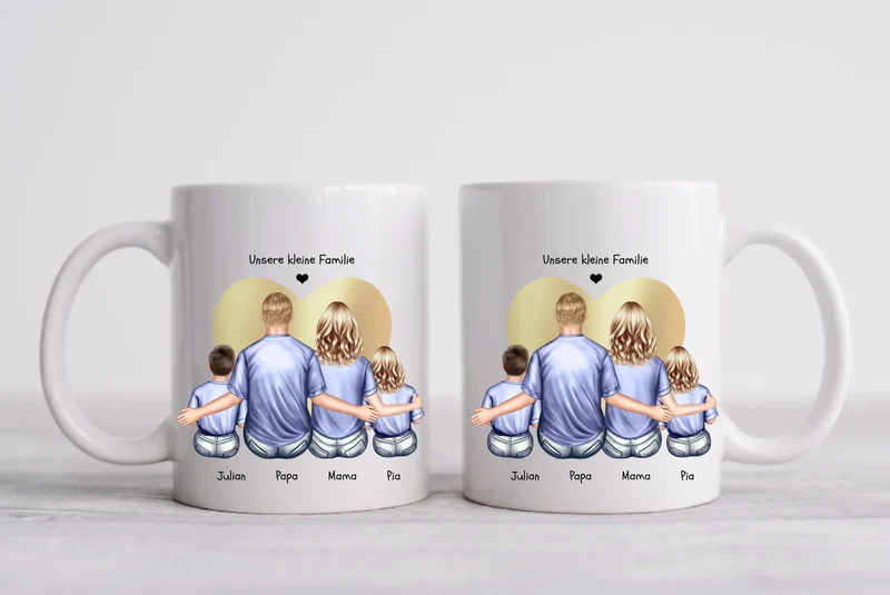 Muttertagsgeschenk & Vatertagsgeschenk-personalisierte Tasse Eltern mit 2 Kindern