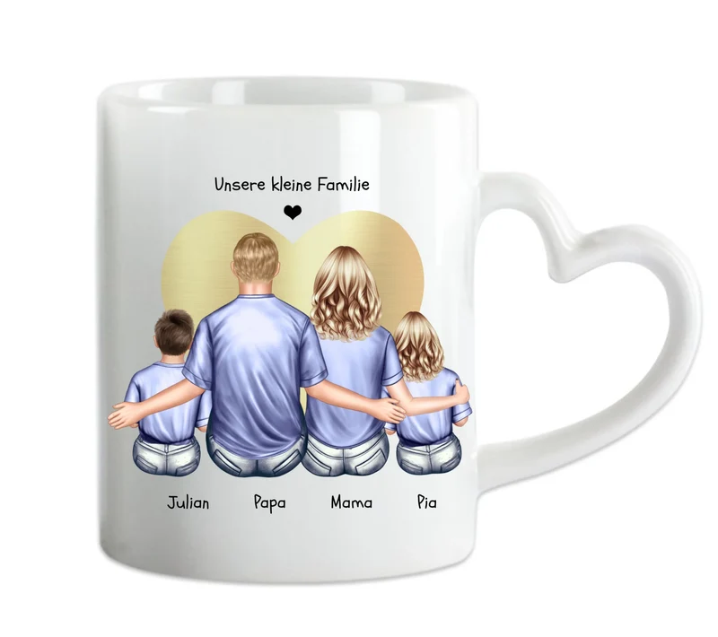 Muttertagsgeschenk & Vatertagsgeschenk-personalisierte Tasse Eltern mit 2 Kindern