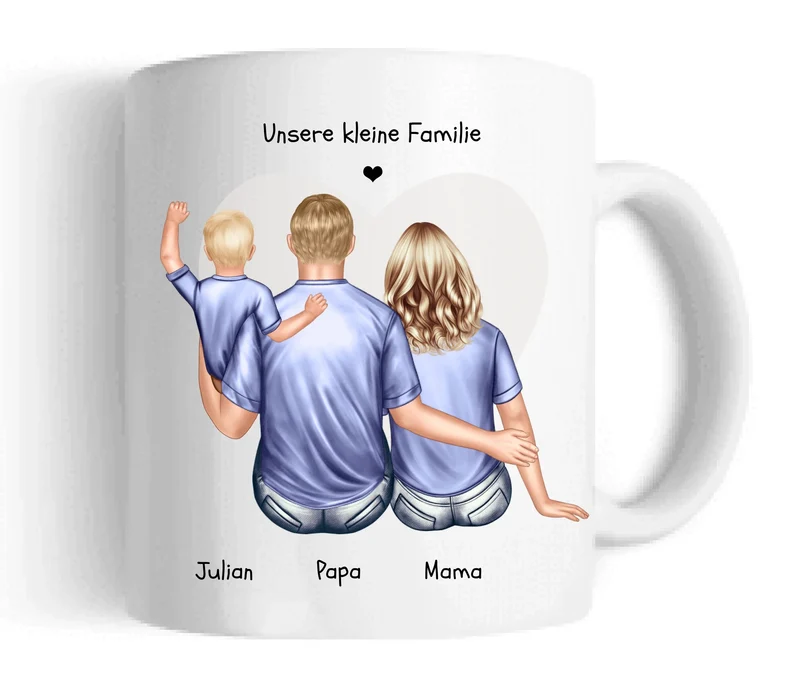 Muttertagsgeschenk & Vatertagsgeschenk - personalisierte Tasse Eltern mit Baby