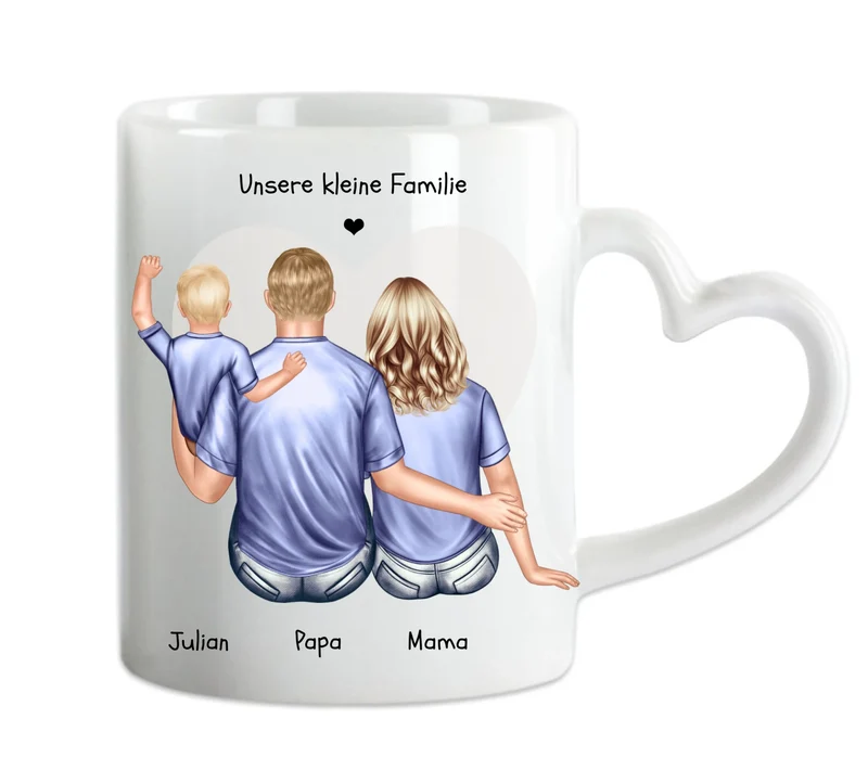Muttertagsgeschenk & Vatertagsgeschenk - personalisierte Tasse Eltern mit Baby