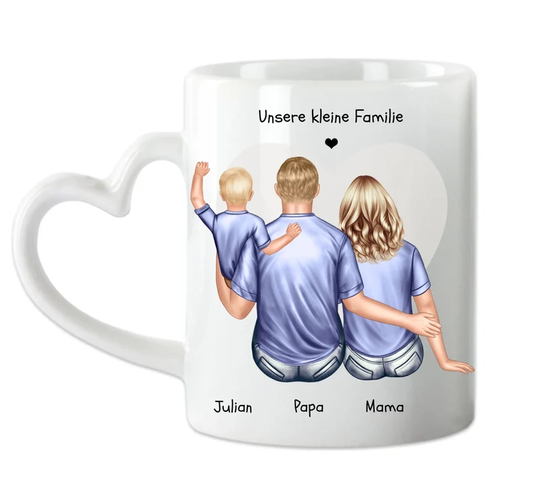 Muttertagsgeschenk & Vatertagsgeschenk - personalisierte Tasse Eltern mit Baby