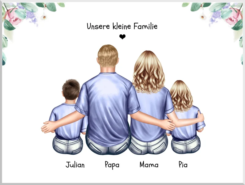 Geschenk Familie Familienposter, Familienbild mit 2 + 3 Kindern + Baby - Geschenk Papa, Mama zum Vatertag, Muttertag, Vatertagsgeschenk Geburtstagsgeschenk, Weihnachtsgeschenk